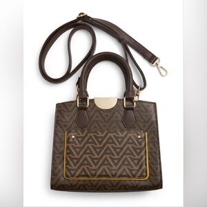 Like NEW! ALDO Geometric Brown and Gold Satchel
